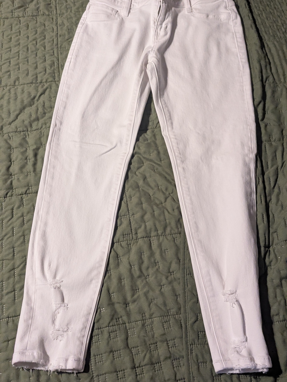 Daytrip White Skinny Ripped Hem Jeans